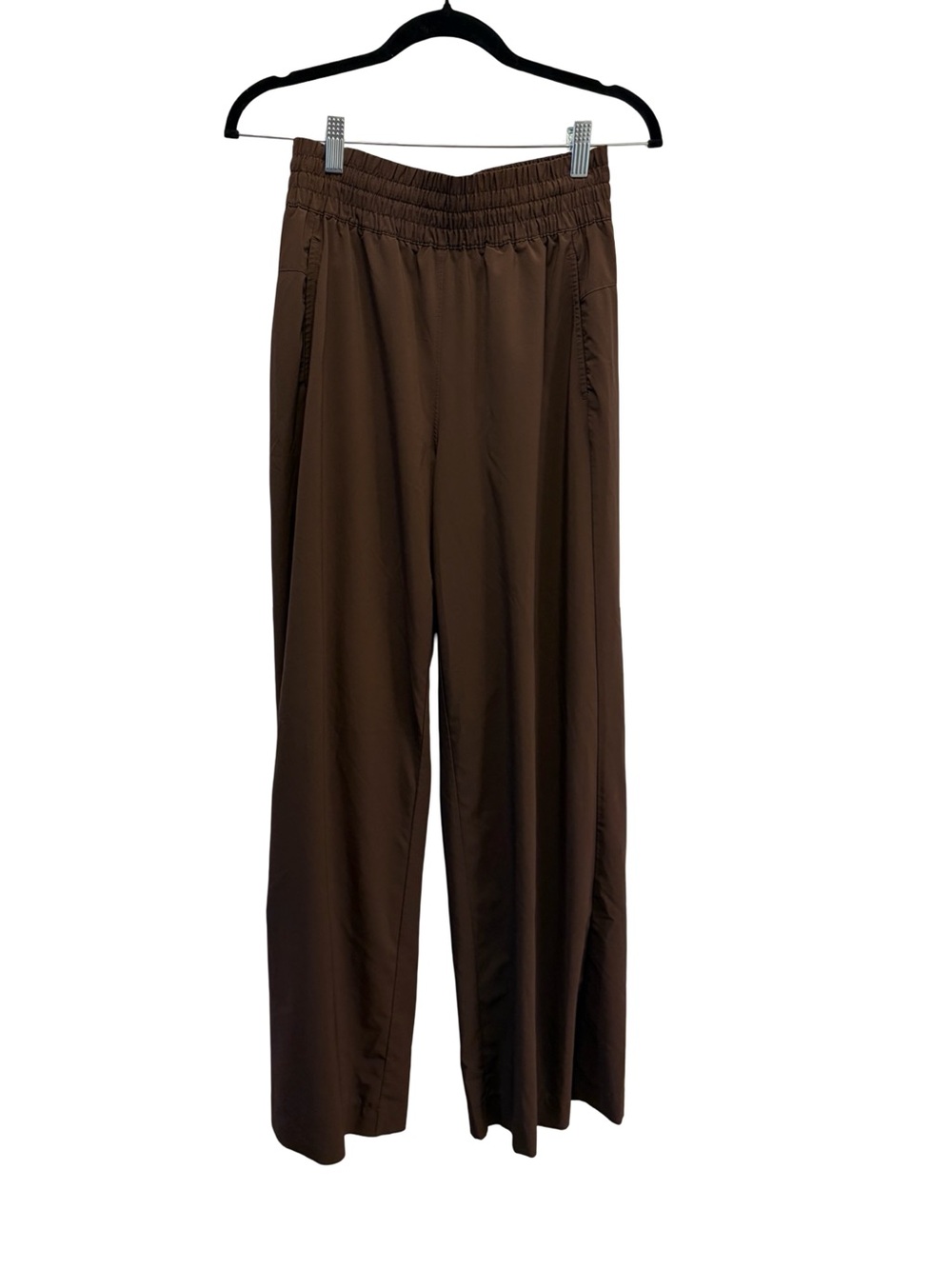 CRZ YOGA Brown Straight Leg Pants Women's Small Sz S Smocked Waist Pull On